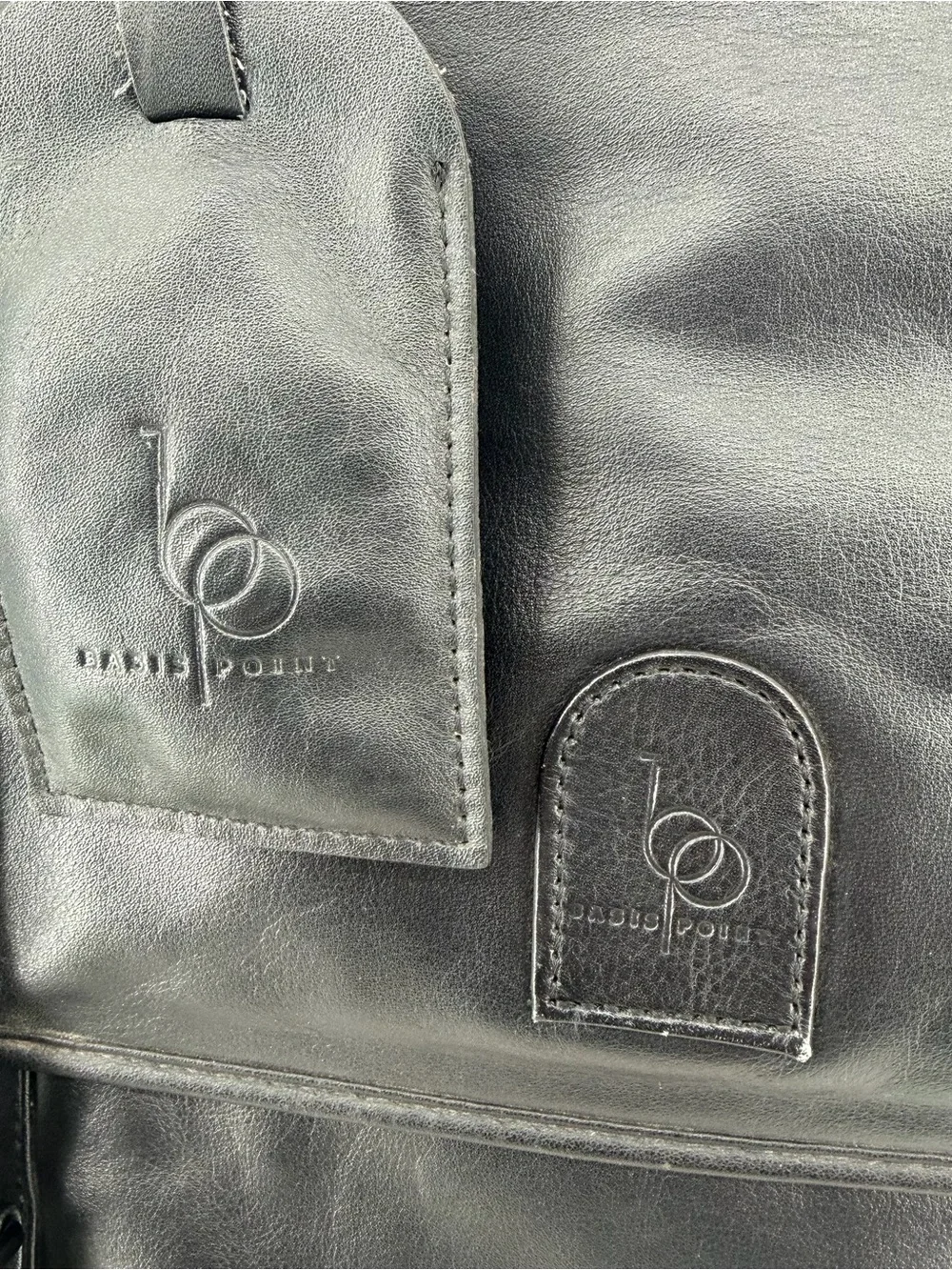 Vintage Basis Point Compusystem Black Leather Travel Briefcase Bag Messenger Bag